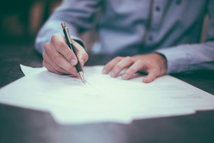 Documents and notes on a worktable